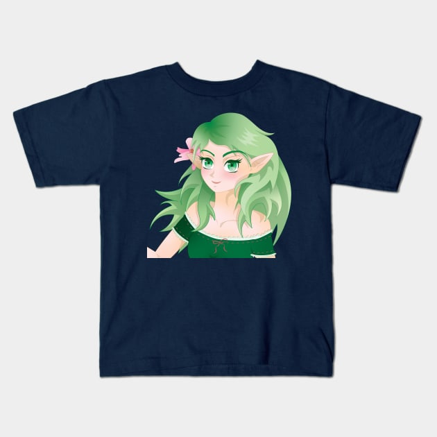 Fantasy Anime Elf Girl Kids T-Shirt by Karlie Designs